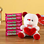 heart teddy bear center fruit combo
