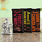 Amul Sugar Free Dark Chocolates & Silver Ganesha Idol Online