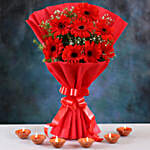 Ravishing Red Gerberas Bouquet & Clay Diyas