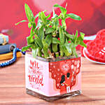 Two Layer Bamboo Plant In You n Me Sticker Glass Vase