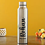 Personalised Stainless Steel Silver Bottle