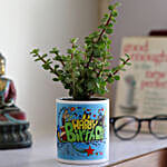 Jade Plant In Happy Birthday Ceramic Planter