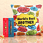 Buy World's Best Bro Cushion with Designer Rakhi Set