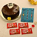 3 Beautiful Rakhis With 1 Kg Truffle Walnut Cake N Kitkat