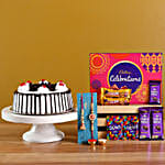 Lumba Rakhi Set N Black Forest Cake With Chocolates