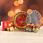 Red and Yellow Beads Thali Set With Soan Papdi
