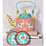 Elephants Handpainted Kettle With Coasters