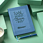 Personalised Notebook N Metal Texture Pen Set Blue