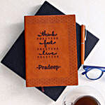 Personalised Notebook N Metal Texture Pen Set Tan