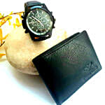 Fedrigo Mens Analog Watch and Porus Club Wallet Black