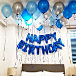 Birthday Wishes Blue N Silver Balloon Decor