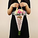 Pink N White Roses Conical Arrangement