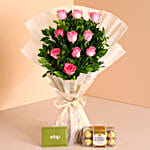 Pretty In Pastel Roses Bouquet Ferrero Rocher Box