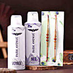 Sneh Rudraksha Rakhi Set N Park Avenue Body Sprays