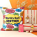 Buy 4 Rakhis & World's Best Bro Cushion