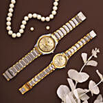 Denis Parker Chrome Plated Bandhan Couple Watch Set