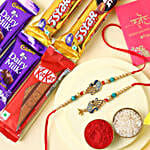 Sneh Peacock Bhaiya Bhabhi Rakhi & 5 Star Chocolates