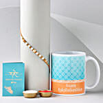 Sneh Pearl Rakhi N Printed White Mug Combo