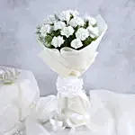 Dozen Snowy White Carnations