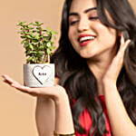 Jade Plant In Personalised Heart Planter