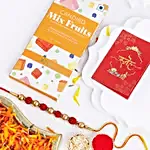 Earthly Blessings Rudraksha Rakhi N Fruity Chocolate Combo