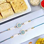 Meenakari Artwork Rakhi Set of 2 N Soan Papdi Combo