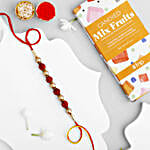 Divine Rudraksha Rakhi N Fruit Chocolate Bliss