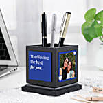 Blue Personalised Rotating Pen Holder