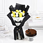 Sunshine Affair Bouquet N Truffle Cake Combo