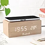 Personalised Bamboo Wireless Charger Clock