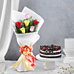 Spring Time Bouquet With Black Forest Cake Combo