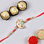 Rose Gold Ganesha Rakhi And 3 Pcs Ferrero Rocher