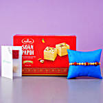Rudraksha Regular Rakhi And Soan Papdi Combo
