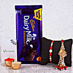 Elegant Pearl Lumba Rakhi Set And Chocolate Combo