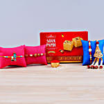 Family Set of 4 Rakhis With Soan Papdi