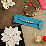 Set Of 2 Ethnic Pearl Rakhis & Kaju Katli