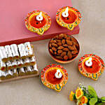 Designer Diwali Diyas With Almonds And Kaju Roll