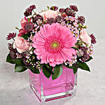 Pink Gerberas and Roses Arrangement