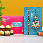 Pink Peacock Lumba Rakhi Set With 3 Pcs Ferrero Rocher