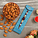 Red Beads Pearl Designer Rakhi And Healthy Almonds