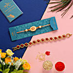 Rudraksha Bracelet Rakhi & Peach Stone Rakhi Combo