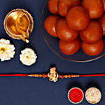 Sneh Antique Ganesha Rakhi with 1 Kg Gulab Jamun Tin