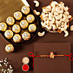 Sneh Antique Ganesha Rakhi with 6 Ferrero Rocher and Cashew