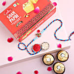 Sneh Blue Krishna Rakhi with 3 Ferrero Rocher and Soan Papdi