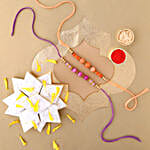 Sneh Peachy Rakhi Set with 500 Grams Kaju Katli