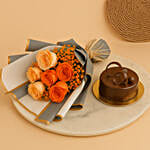 Chocolate Fudge cake and Roses Bundle