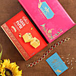 Spiritual Rudraksha Bracelet Rakhi And Soan Papdi