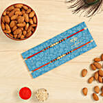 Beautiful Pearl Mauli Rakhi Set And Healthy Almonds