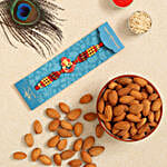 Red Ganesha And Rudraksha Rakhi With 100 Gms Almonds