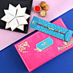Traditional Pearl Studded Mauli Rakhi With 340 Gms Kaju Katli